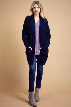 Wavy Twist Knit Sweater Cardigan