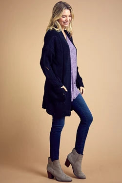 Wavy Twist Knit Sweater Cardigan