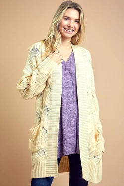 Wavy Twist Knit Sweater Cardigan