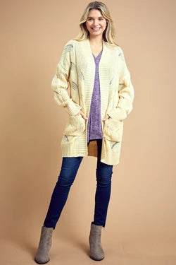 Wavy Twist Knit Sweater Cardigan