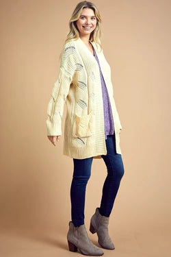 Wavy Twist Knit Sweater Cardigan