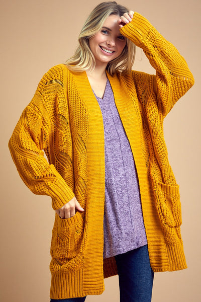 Wavy Twist Knit Sweater Cardigan