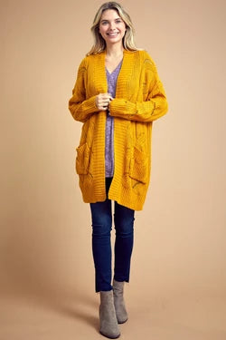Wavy Twist Knit Sweater Cardigan