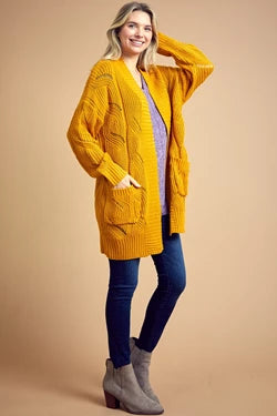 Wavy Twist Knit Sweater Cardigan