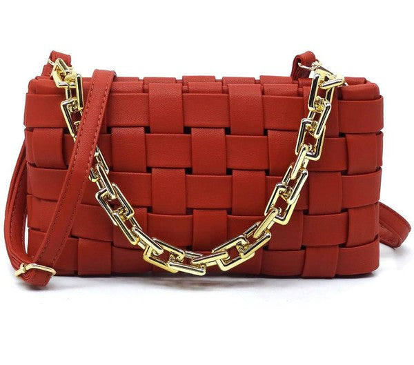 Woven Crossbody Purse with Chain