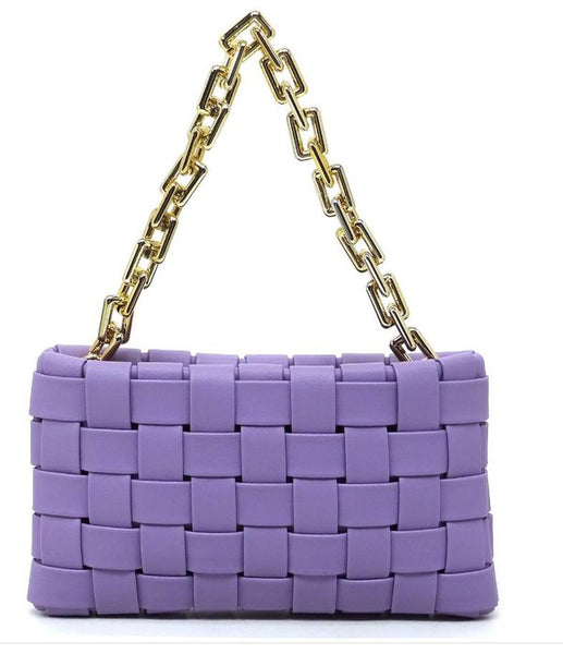 Woven Crossbody Purse with Chain