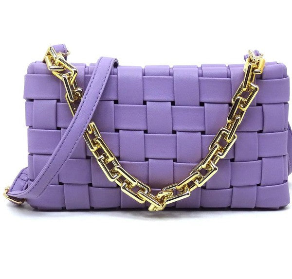 Woven Crossbody Purse with Chain