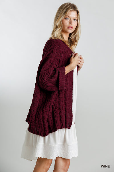 Fine as Wine Cable Knit Chenille Cardigan