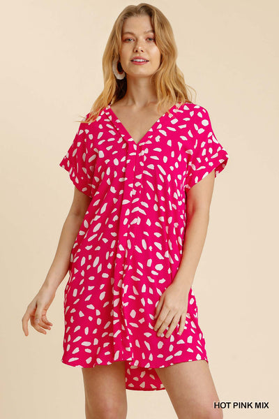 Hot Pink Dalmatian Print Dress