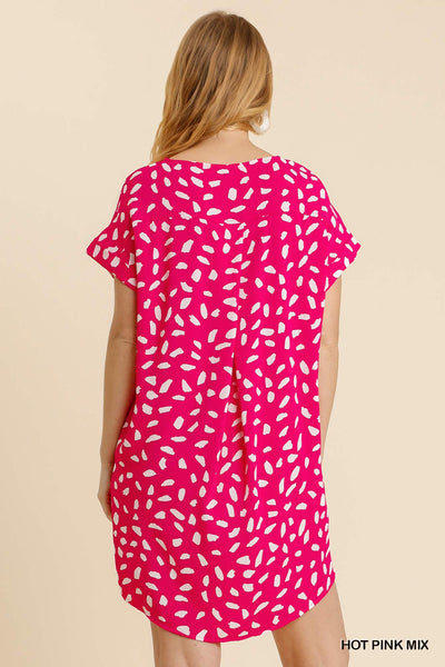 Hot Pink Dalmatian Print Dress