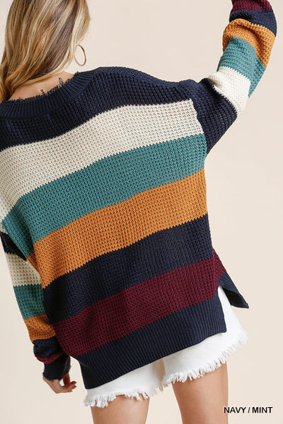 Color Block V-Neck Sweater