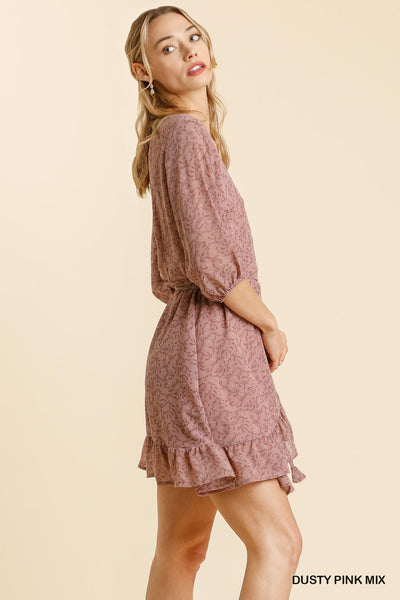 Dusty Pink Floral Wrap Dress