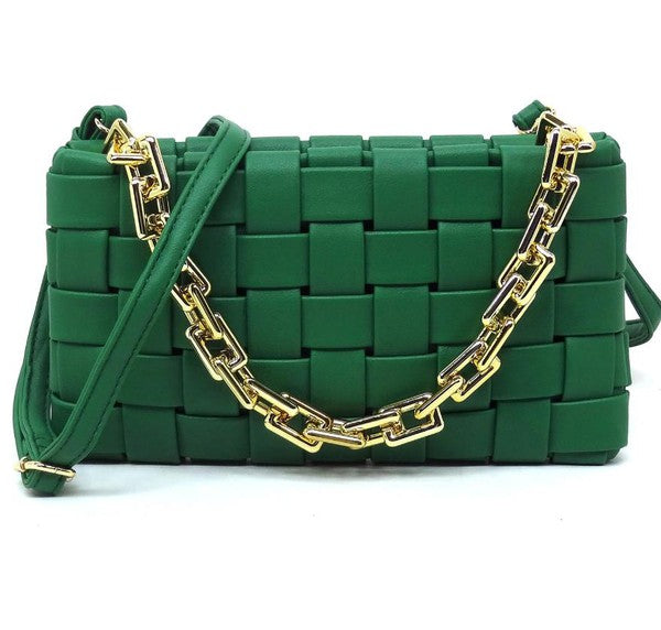 Woven Crossbody Purse with Chain
