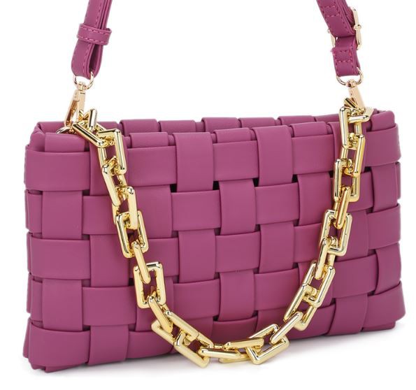Woven Crossbody Purse with Chain