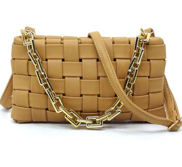 Woven Crossbody Purse with Chain