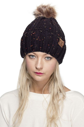 CC Fuzzy Lined Confetti Beanie Hat