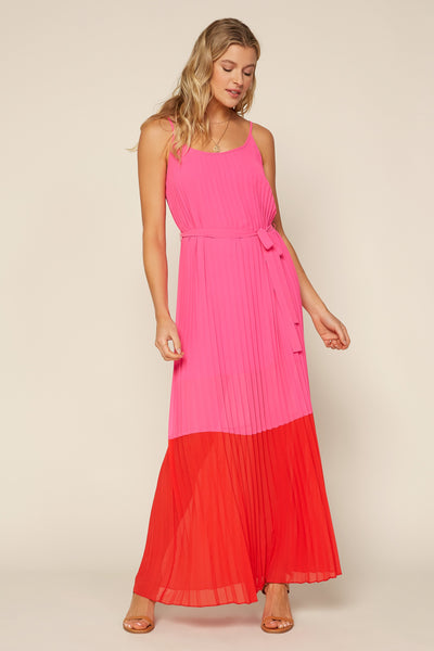 Color Block Pleated Dress