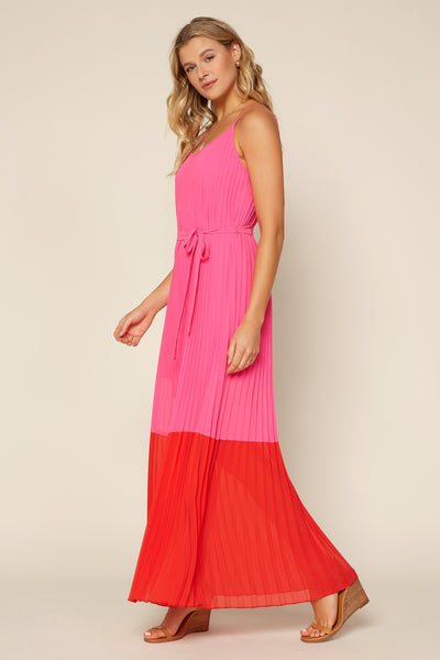 Color Block Pleated Dress