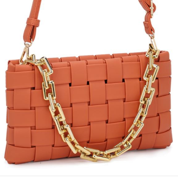 Woven Crossbody Purse with Chain