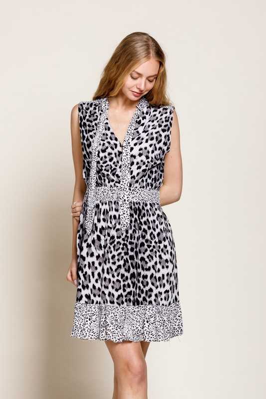 leopard black sleeveless dres