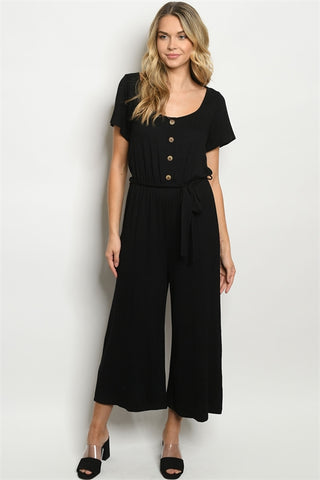 Scoop neck black jumpsuit
