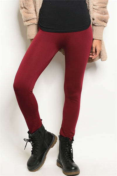 Wine Fleece Lined Leggings