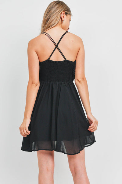 Strappy & Smocked Black Babydoll Dress