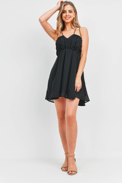 Strappy & Smocked Black Babydoll Dress