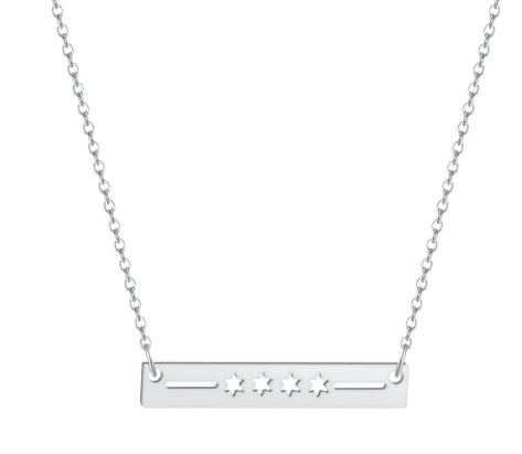 Chicago Flag Bar Necklace- Silver