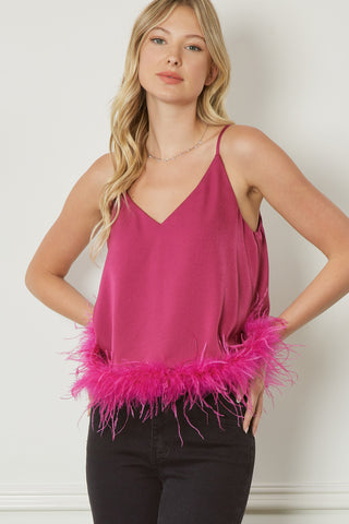 Flirty in Feathers Spaghetti Strap Top