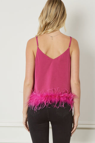 Flirty in Feathers Spaghetti Strap Top