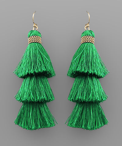 Kelly Green Tassel Earrings