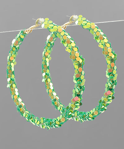 Green Glitter Hoops