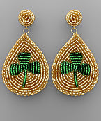 Tear Drop Shamrock St Patricks Day Earrings