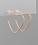 Rose Gold Heart Hoop Earrings