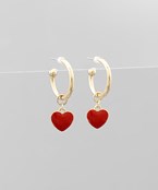Red Heart Hoop Earrings