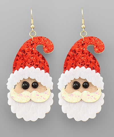 Glitter Santa Earrings