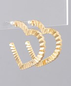 Textured Heart Hoop Earrings
