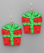 Glitter Christmas Present Earrings