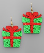 Glitter Christmas Present Earrings