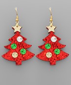 Glitter Christmas Tree Earrings