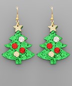 Glitter Christmas Tree Earrings