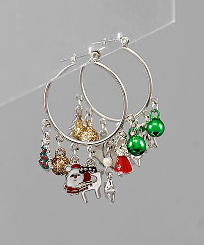 Jingle Bell & Christmas Charm Hoops