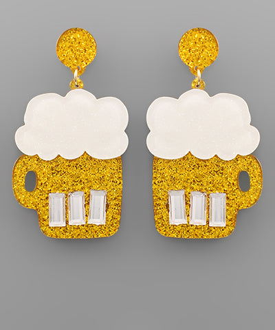Glitter Beer St Patricks Day Earrings