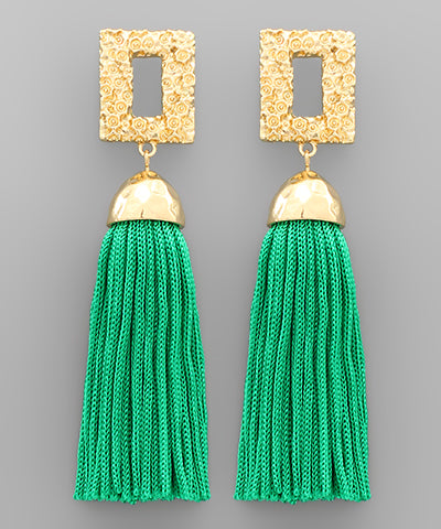 Rectangle Tassel Earrings