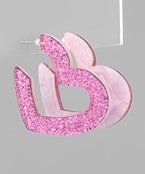 Glitter Acrylic Heart Hoop Earrings