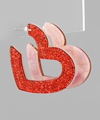 Glitter Acrylic Heart Hoop Earrings