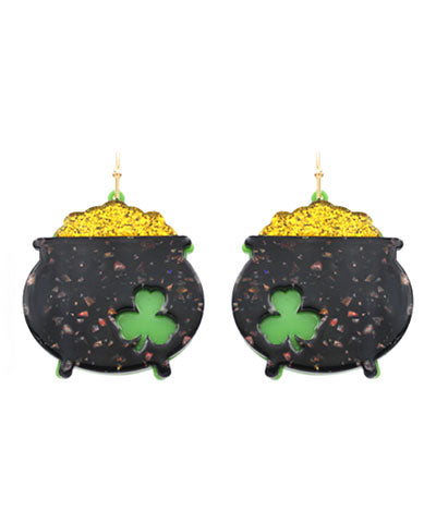 St Patricks Day Pot Of Gold Earrings