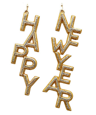 Happy New Year Glitter Earrings