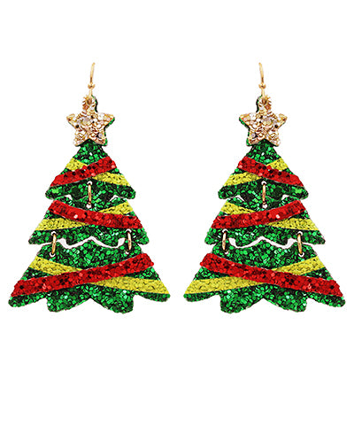 Glitter Christmas Tree Earrings